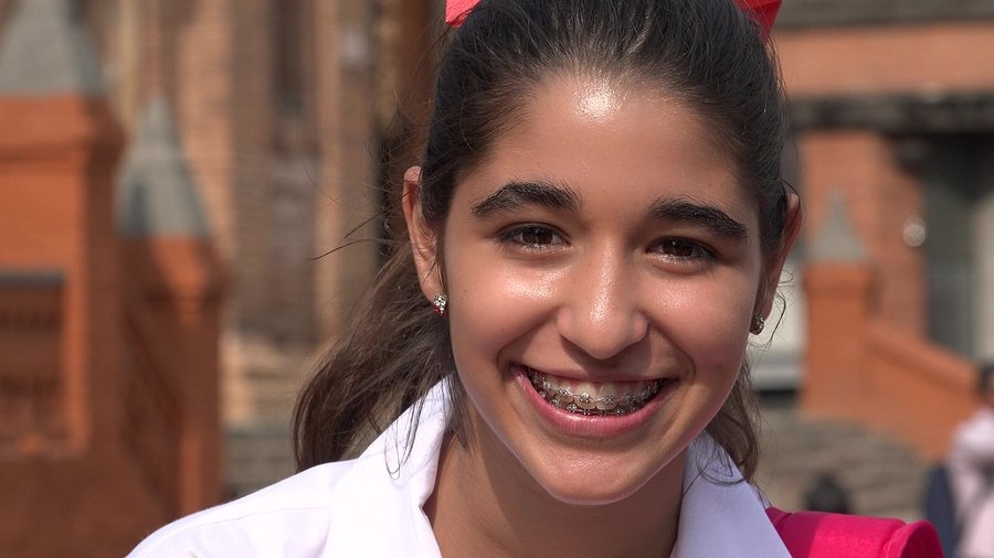 A Pretty Smiling Teen Girl With Braces